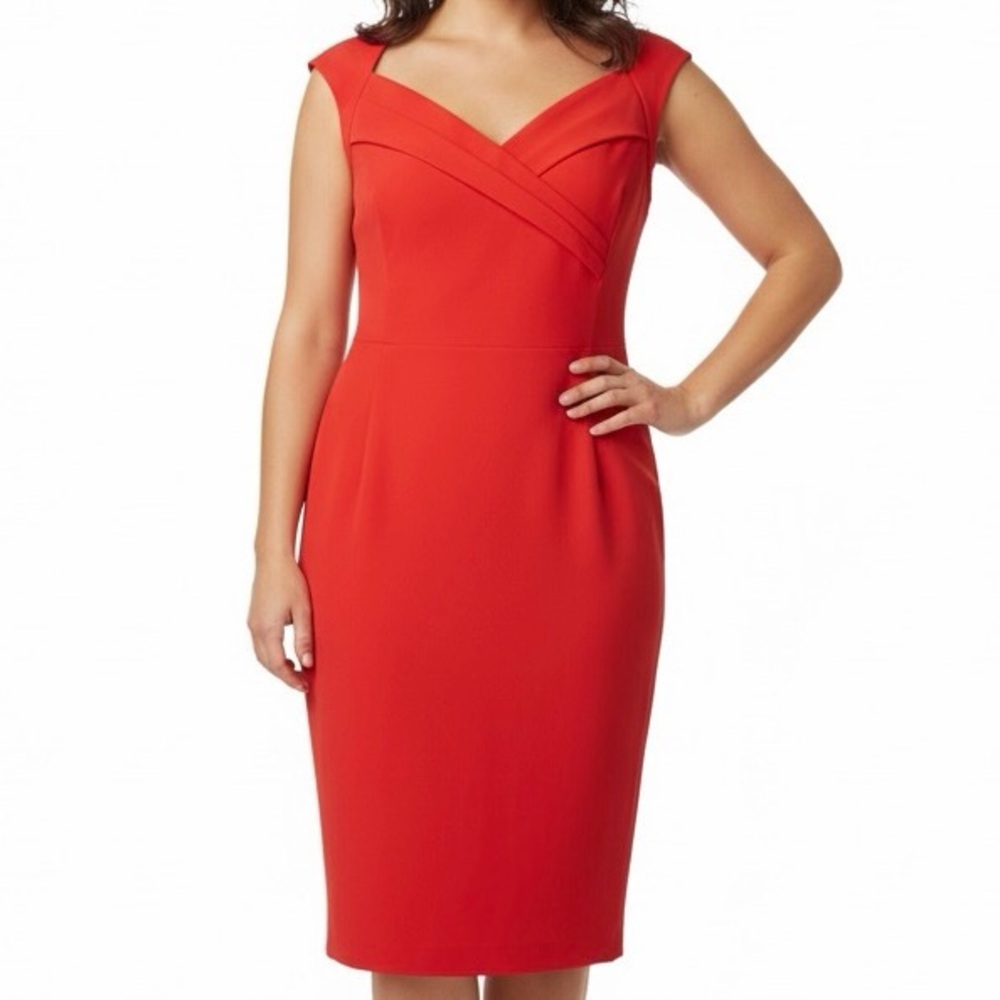 Dress Barn Red Cap Sleeve Midi Sheath Dress
